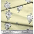 thumbnail image 2 of Soimoi Polyester Crepe Fabric Leaves & Floral Block Printed Fabric 1 Yard 42 Inch Wide, 2 of 3