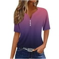 thumbnail image 2 of Rezuofi 2 Pcs Summer Tops for Women 2025 Button V Neck Boho Short Sleeve Shirts Casual Loose Comfy Tunic Trendy Pullover, 2 of 5