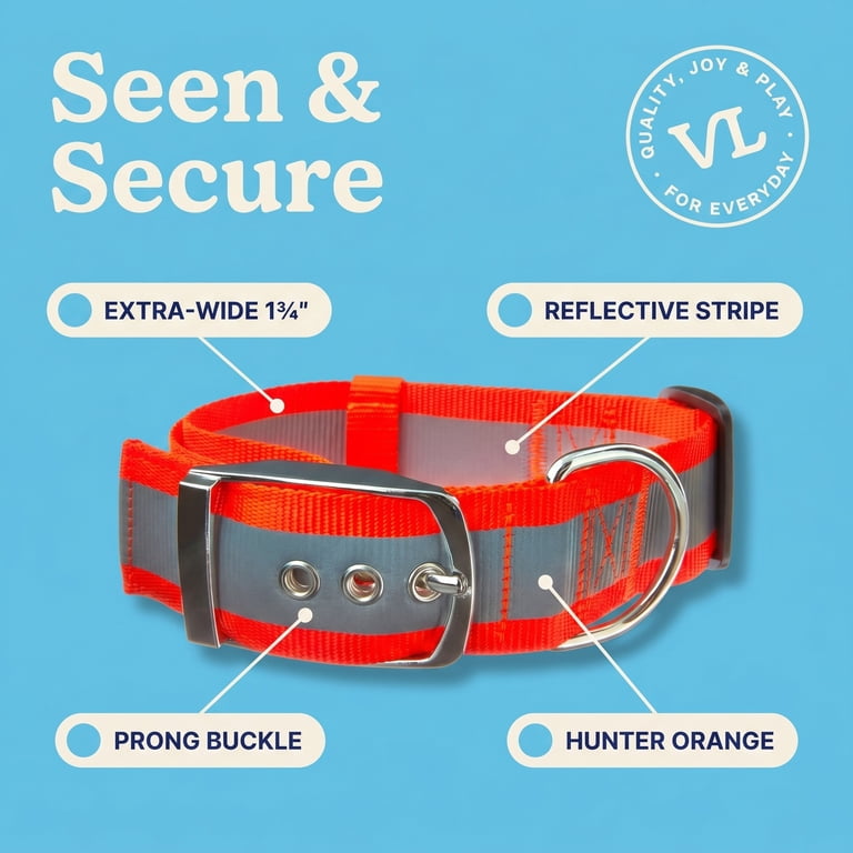 Vibrant Life Extra Wide Reflective Dog Collar, Orange photo 5