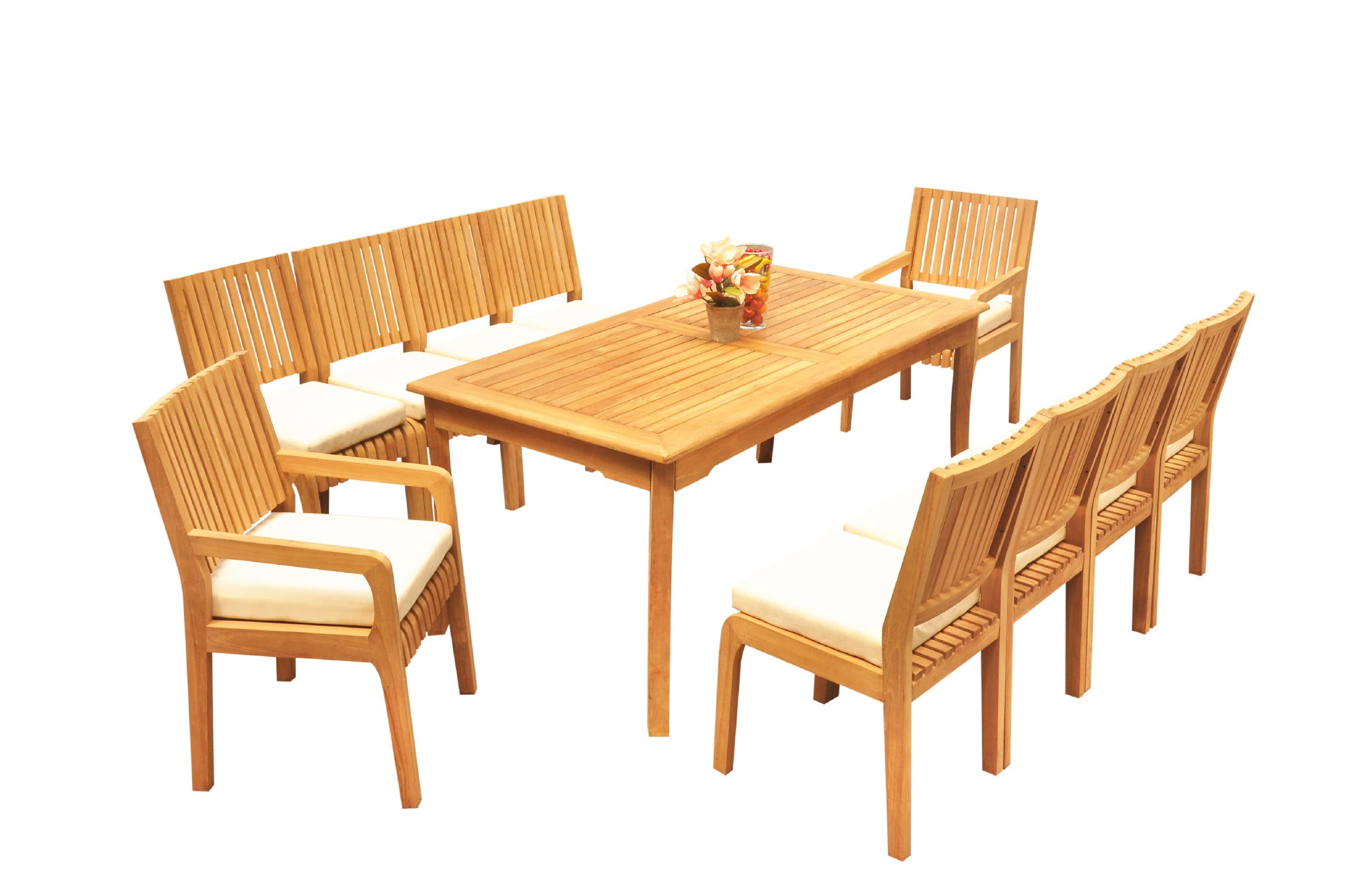 GradeA Teak Dining Set 10 Seater 11 Pc 71" Rectangle Table And 10