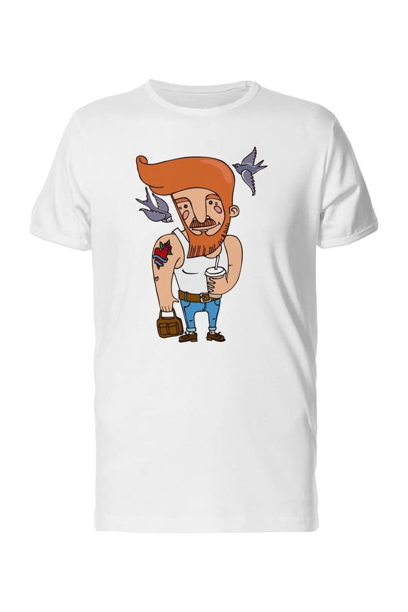 Hipster Dude With Handbag Tee Men's -Image by Shutterstock