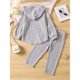 thumbnail image 2 of Gibobby Conjunto para bebé niña Conjuntos de otoño invierno para niña, chaqueta de lana con capucha, pantalones, traje, ropa de ocio de algodón para niños(Gris,3-4 Años), 2 of 5