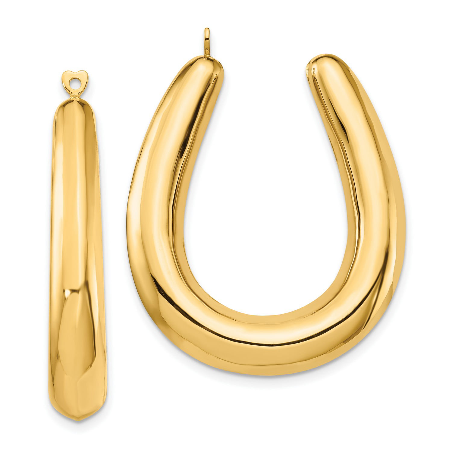 Genuine 14k Yellow Gold Polished Hollow Hoop Earring Jackets 37x7mm