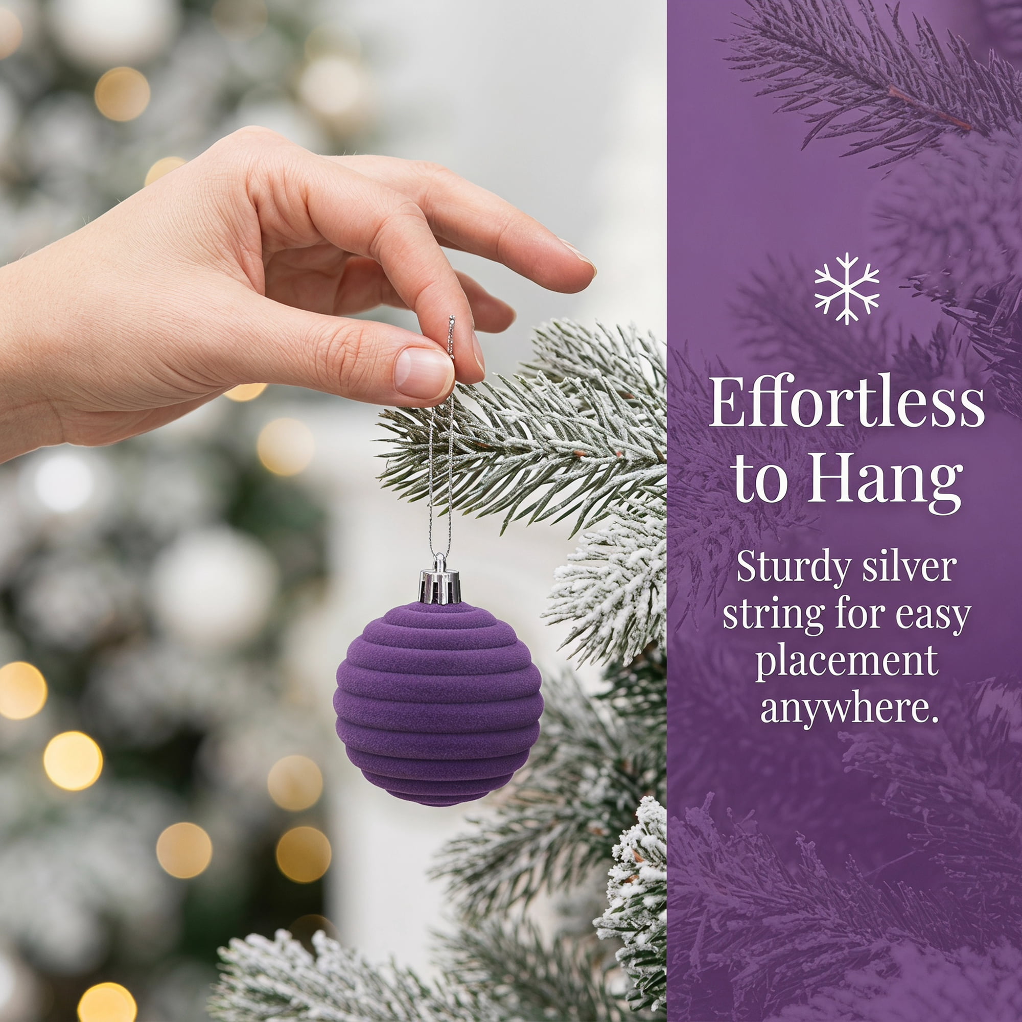 Unique Bargains Velvet Christmas 12 Pack Flocked Sphere Orbs Luxury Ornaments Purple 2.4"