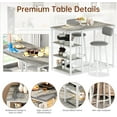thumbnail image 5 of Cvortll Dining Table Set for 2, Marble Counter Height Pub Table with 2 PU Leather Backrest Stools & 3 Storage Shelves, Bar and Chairs Set for Small Space Dining Room, Kitchen, Bar (Grey), 5 of 11