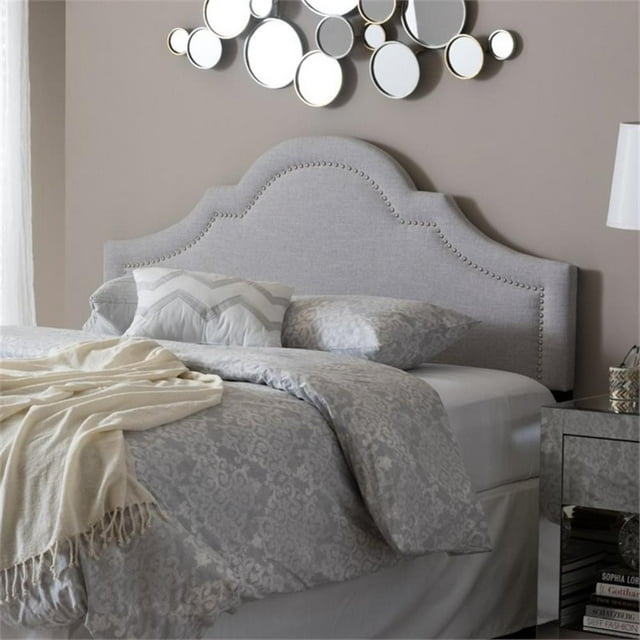 Pemberly Row Modern Upholstered Full Headboard in Grayish Beige