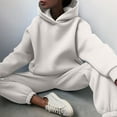 thumbnail image 5 of YUGYXL 2 Piece Activewear Outfits for Women Oversized Solid Color Hoodie Sweatshirt and Loose Sweatpants Thin Fleece Jogger Tracksuit Set Gift for Family White,L, 5 of 9