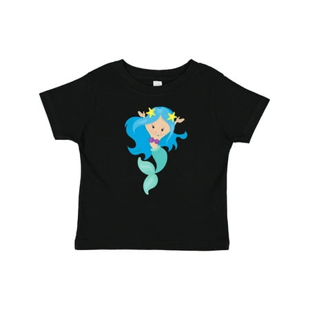 

Inktastic Cute Mermaid Little Mermaid Starfish Blue Hair Gift Baby Girl T-Shirt