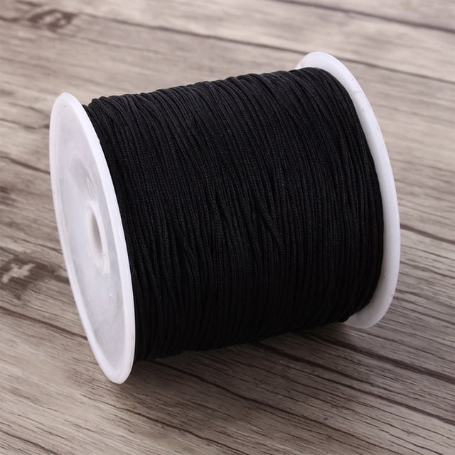 Hilo de Macramé de Cola de Rata de Nailon Chino, 100m x 0,8 mm, Negro, Para Suministros de Fabricación de Joyas