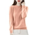 thumbnail image 2 of Sevevn Women's Knitted Sweater Base Shirt Long Sleeved Fashionable Round-Neck Top Pink XL Early Access Deals, 2 of 3