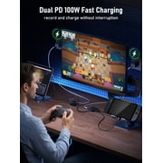 Lemorele USB C Video Capture Card, 1080P 60Hz Capture Card with HDMI Loop-Out,Dual 100W PD Charging,USB-A Hub,Low Latency for Game Streaming,Recording,Switch, Steam Deck,OBS,Potplayer