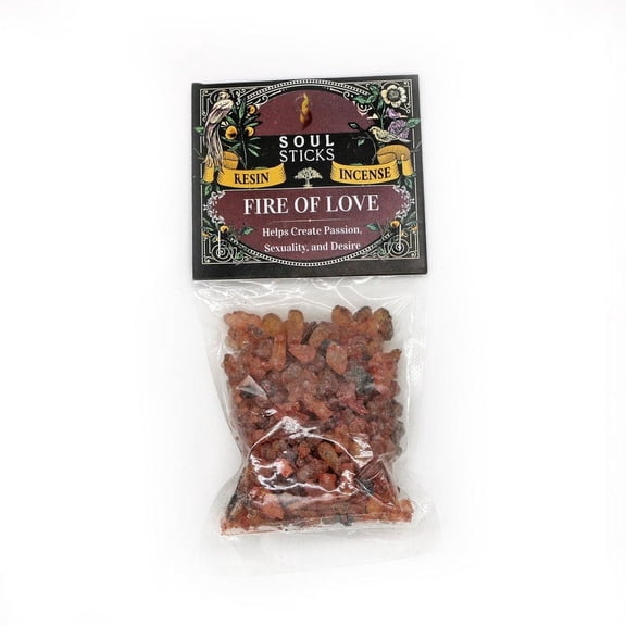 Soul Sticks Fire of Love Natural Resin Incense 1oz Pack Premium Plant Resin Incense for Meditation, Church Ceremony or House Cleansing