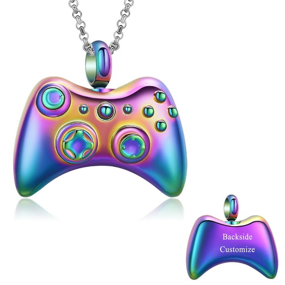 Personalize Stainless Steel Gamepad Urn Pendant Necklace for Cremation Ashes Keepsake Memorial Jewelry Necklace for Ashes of Loved One
