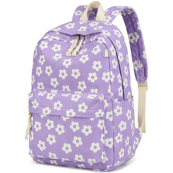 DAKIMOE School Backpack Large Capacity Bookbag Water-Resistant Laptop Backpacks for Teen adults, Lightweight Travel Daypack for Women Middle School College Purple Flower