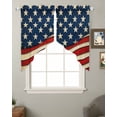 thumbnail image 2 of Vintage American Flag Swag Valances for Windows, Red Beige Waves Rod Pocket Sheer Valances for Large Windows, Swag Toppers Light Filtering for Kitchen Living Room 2 Panels 36''x45'', 2 of 6