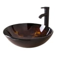 thumbnail image 3 of Wonline Round Tempered Glass Bathroom Vessel Sink Bowl without Overflow, Equipped with Oil Rubbed Bronze Faucet Pop-up Drain Combo, 3 of 6