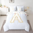 thumbnail image 2 of Feelyou Blue Initial A Letter Bedding Comforter Set 7 Pieces, Modern Striped Abstract Full Bedding Set, Simple Fashion Style Reversible Fitted Sheet Flat Sheet, Luxury Bedroom Decor, 2 of 8