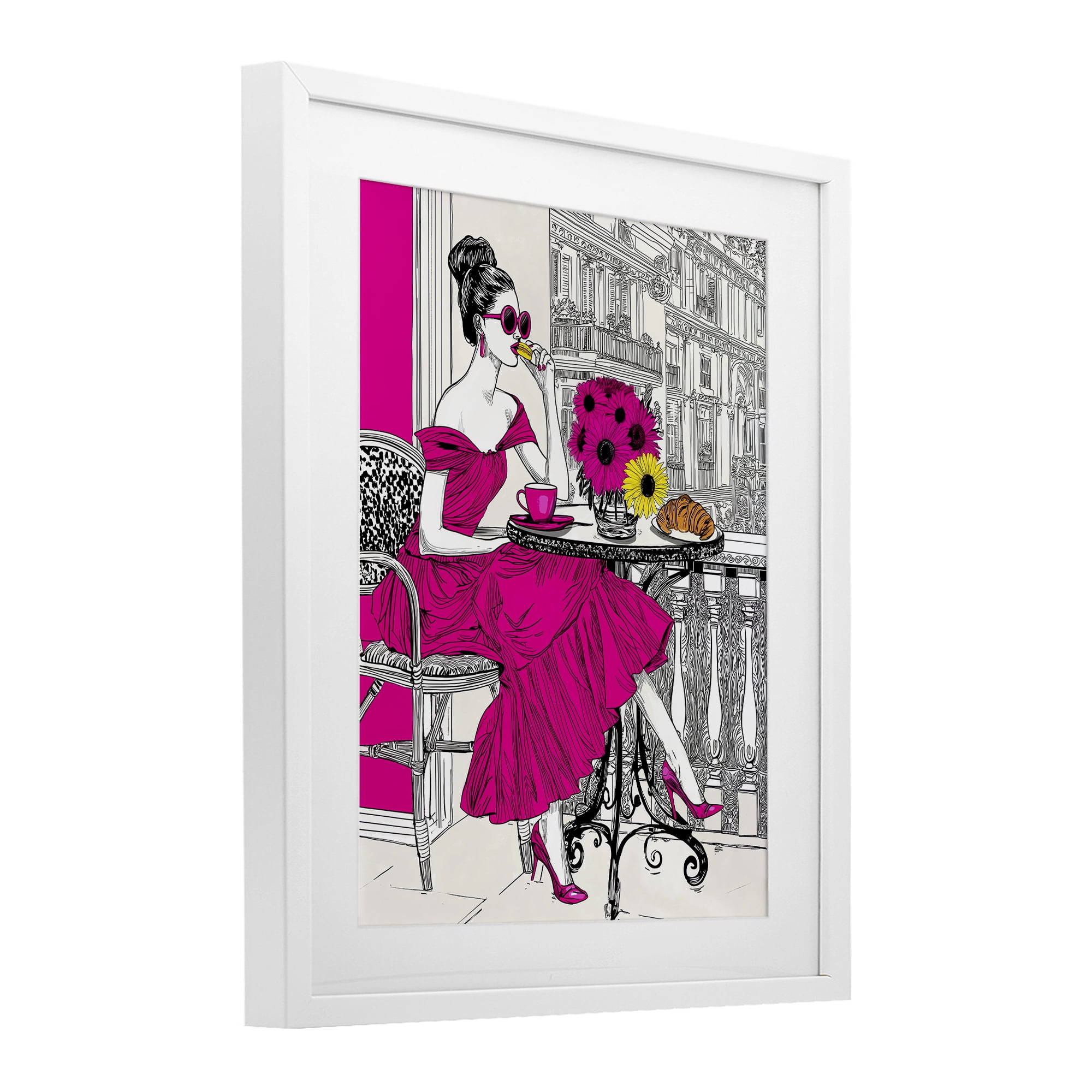 Stupell Industries Glamorous Brunch on Balcony White Framed Print Under Glass, design by Jess Stempel