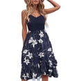 thumbnail image 2 of Rovga Women Summer Long Dresses Sleeveless V-Neck Boho Floral Print Tie Waist Off-Shoulder Vacation Maxi Dress Elegant Dailywear, 2 of 5