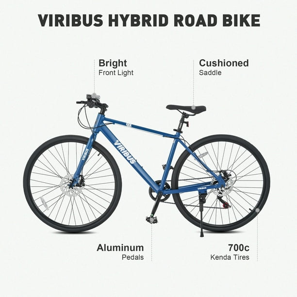 Viribus Hybrid Bike 700c Road Bike for Men Women City Bike with Dual Disc Brakes Blue Walmart