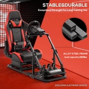 Supllueer Racing Simulator Cockpit With Adjustable Ergonomic Red Seat Fits For Logitech G920 Thrustmaster.Excluding electronic devices
