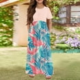 thumbnail image 2 of YOUYEDIAN Hawaiian Dresses for Girls Crew Neck Palm Tree Printed Tshirt Dress 2026 Summer Casual Dresses Baby Girl Patchwork Dress Short Sleeve Beach Dress with Pockets,Light pink 11-12 Years, 2 of 5