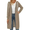 thumbnail image 6 of Women Casual Zip Up Polyester Hoodies Long Flattering Sweatshirt Dress with Pockets for Loungewear & Street Style Khaki XL, 6 of 7