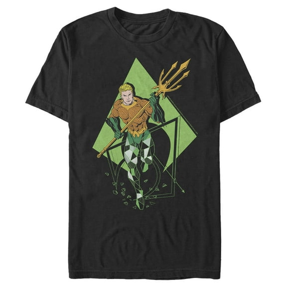 Men's Justice League Aquaman Geometric  Graphic Tee Black 2X Large