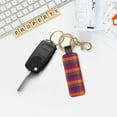 thumbnail image 5 of Wukai Purple Yellow Buffalo Plaid Print Leather Car Keychain, Universal Key Fob Keychain, Leather Key Chain Holder for Men and Women,360 Degree Rotatable, 5 of 5