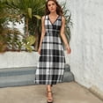 thumbnail image 3 of Plaid Pattern Black And White Plaid Sleeveless Dress Dresses Women Summer Evening Dresses Ladies Bohemia Long Dresses, 3 of 9