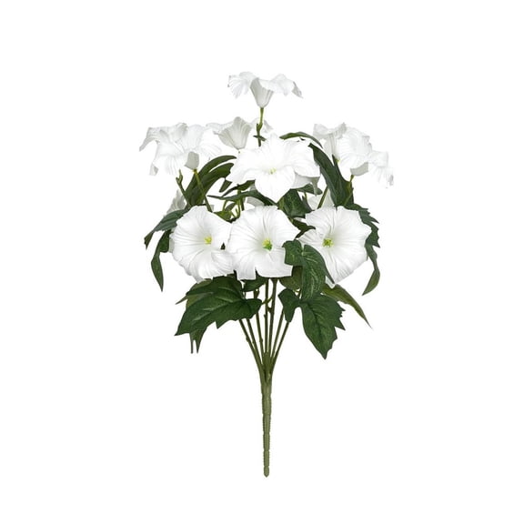 Bcylexb 15.8" White Petunia Artificial Flowers for Outdoors, UV Resistant Faux Flowers No Fade Fake Flowers for Planter Vases Front Door Garden Home Decor