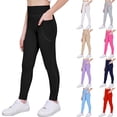 thumbnail image 2 of CCRFTGI Leggings for Child Girls 10-12 High Waisted Yoga Pants Gym Tight Stretchy Running Pants with pockets Khaki 5-6 Years, 2 of 3