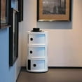 thumbnail image 4 of ColourTree 4 Tier White Round Nightstand with Drawers,Small Bedside Table with Storage,Round Storage Cabinet with Sliding Door,Modern End Table Side Table, 4 of 8