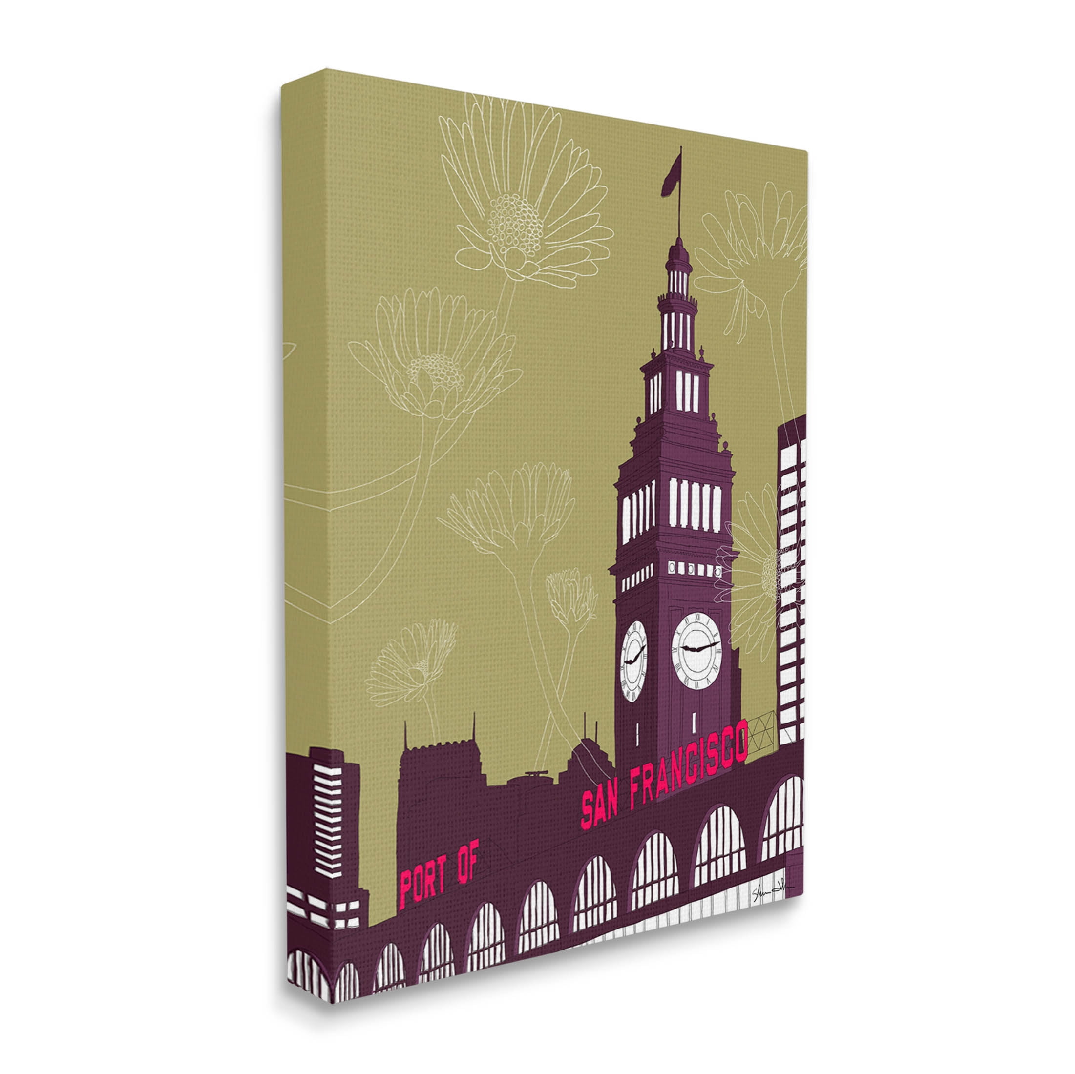 Stupell Industries Floral San Francisco City Graphic Art Gallery Wrapped Canvas Print Wall Art, Design by Shane Donahue