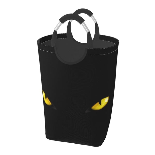 DouZhe 50L Rectangular Laundry Basket, Black Panther Yellow Eyes Prints Waterproof Foldable Laundry Hamper with Aluminum Handles