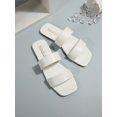 thumbnail image 2 of Fashionable Women'S White Flat Sandals With Double Straps, 2 of 5