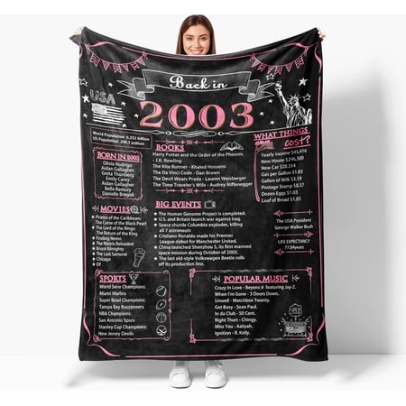 20th Birthday Gifts for Women 2003 Birthday Gifts for Women 20th Birthday Blanket for Women 20th Anniversary Blanket 20th Wedding Back in 2003 Blankets Pink 80×60