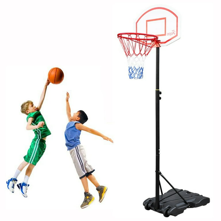 Basketball Hoop, Height Adjustable Pole with Roller Base, Black, 1