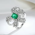 thumbnail image 3 of 925 Sterling Silver Created Emerald Rings for Women 18K Gold Plated 1 Carat Bow Tie Emerald Engagement Rings for Women Emerald Cut Promise Ring for Her Wedding Band, 3 of 6