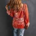 thumbnail image 6 of Women's Boho Tops Floral Print V Neck Long Sleeve Summer Blouse Shirts Tie Front Flowy Vacation Clothes, 6 of 7