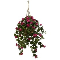 Nearly Natural Bougainvillea Silk Hanging Basket
