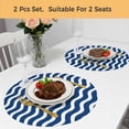 thumbnail image 5 of Navy Blue White Round 13 Inch Placemats Set of 2, Abstract Waves Water Ripple Striped HeatResistant Non Slip Place Mats for Dining Table, Wipeable Braided Kitchen Table Mats for Housewarming, 5 of 9