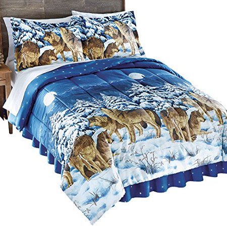 Collections Etc Midnight Wolves Bed Comforter Set 4 Pc King Multi