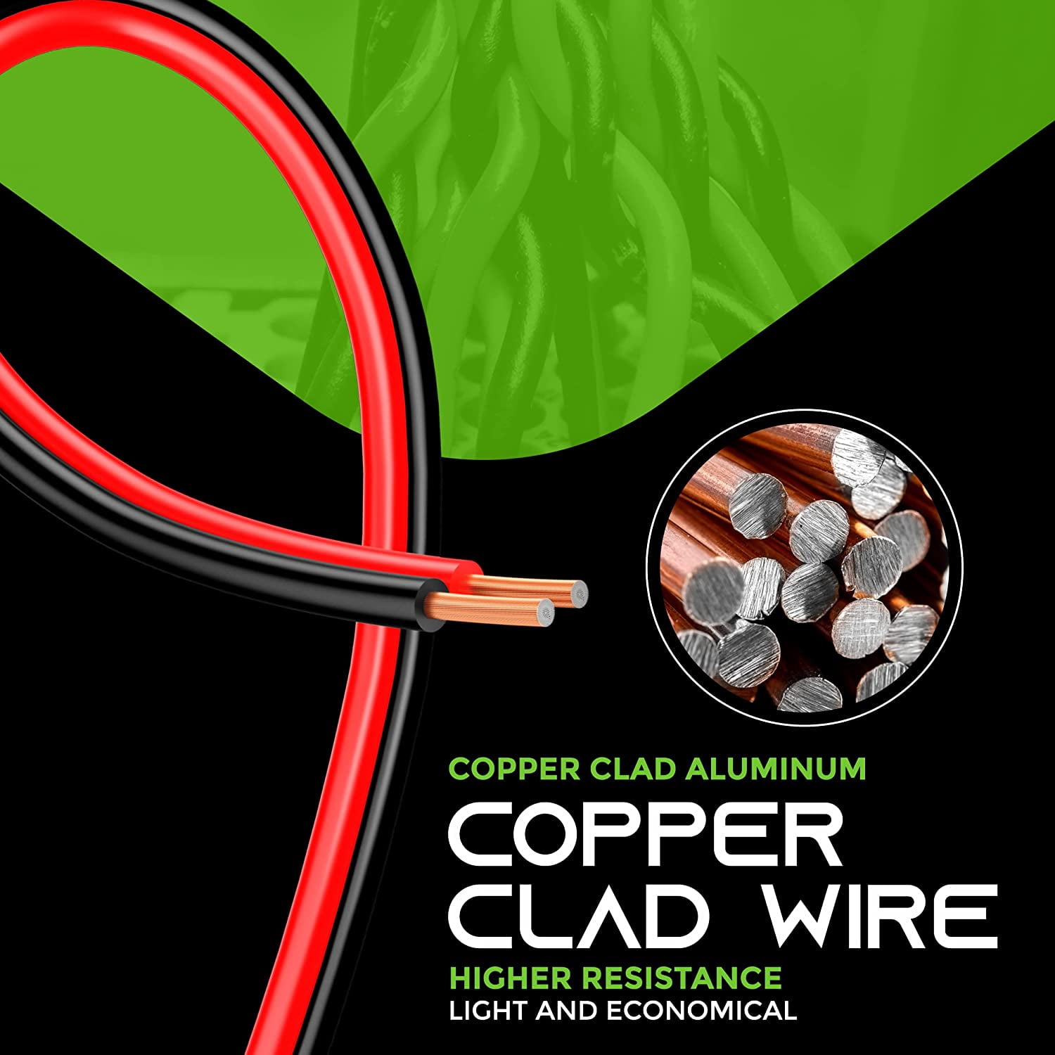 GearIT 12 Gauge Wire (200ft - Black/Red) GPT Automotive Primary Bonded Wire - Copper Clad Aluminum CCA - Car Audio, Speaker Wire, Trailer Harness, Electrical - 200 Feet Total 12ga awg