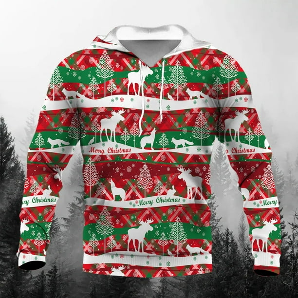 Sudaderas con capucha festivas de gran tamaño de Papá Noel y ciervo para hombre, ropa con estampado 3D de árbol de Navidad, sudaderas de Stranger Things pip boy, ropa