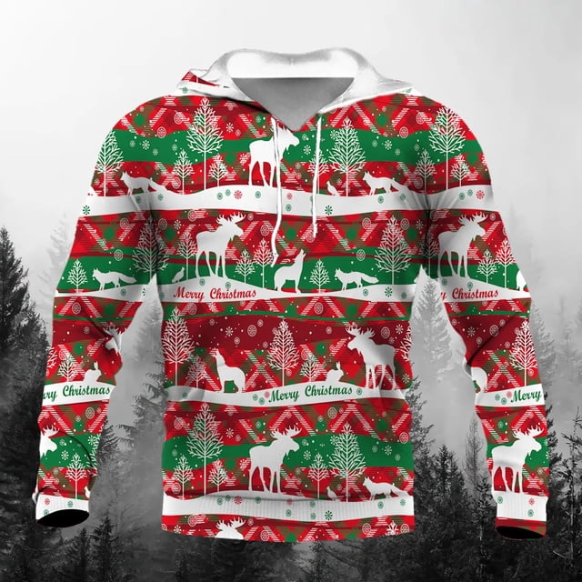 Sudaderas con capucha festivas de gran tamaño de Papá Noel y ciervo para hombre, ropa con estampado 3D de árbol de Navidad, sudaderas de Stranger Things pip boy, ropa