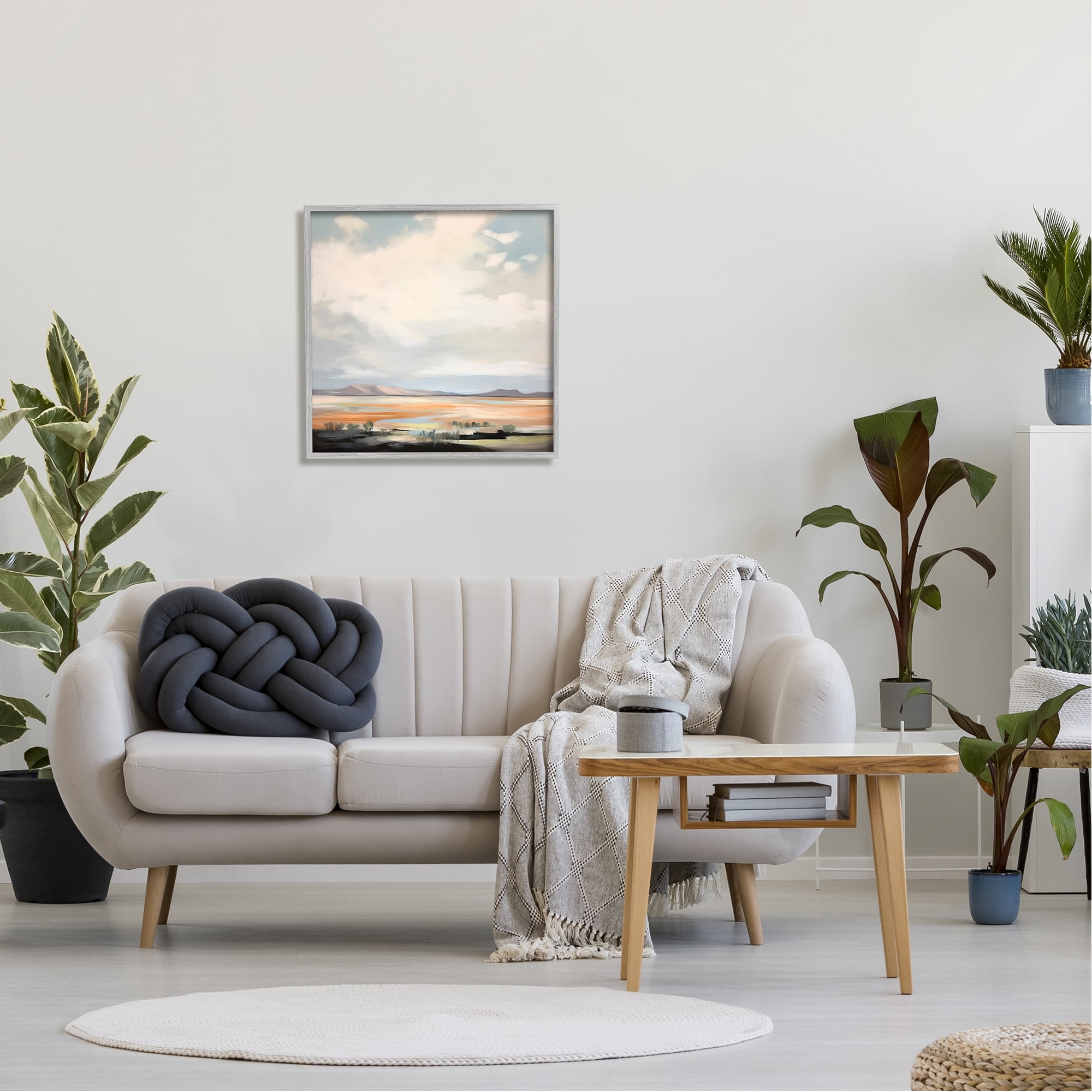 Stupell Industries Desert Nature Painting Landscape Painting Gray Framed Art Print Wall Art, 24 x 24