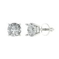 thumbnail image 2 of 1 Ct Round Cut Studs White Sapphire 18K White Solid Solid Gold Everyday Dainty Earrings Screw Back, 2 of 7