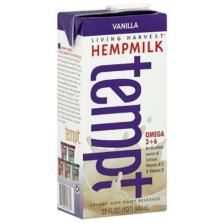 Living Harvest Tempt Creamy Vanilla Hemp Milk, 32 fl oz, (Pack of 12)