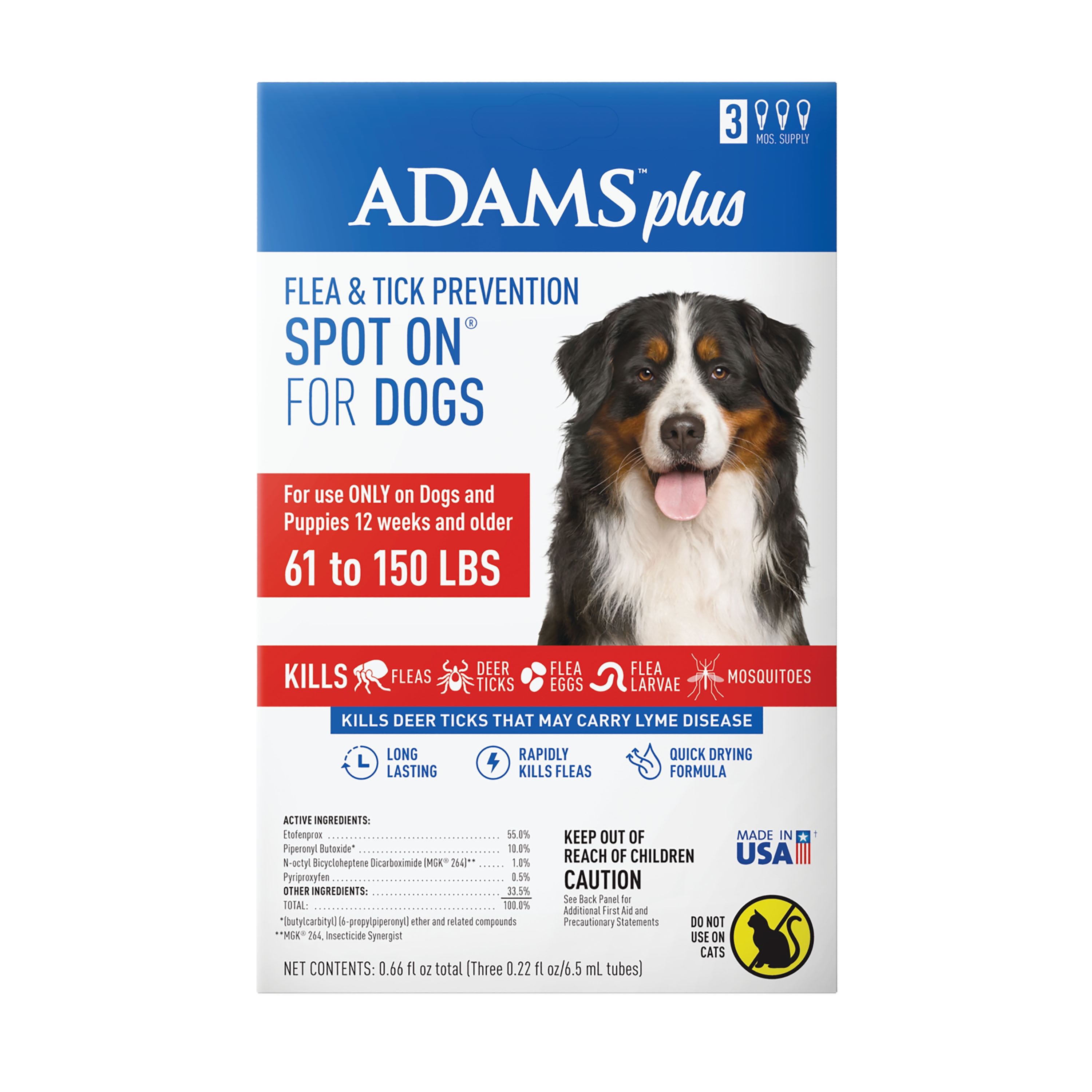 Adams Plus Flea and Tick Prevention Spot On for Dogs XLarge Dog 61 to 150 lbs